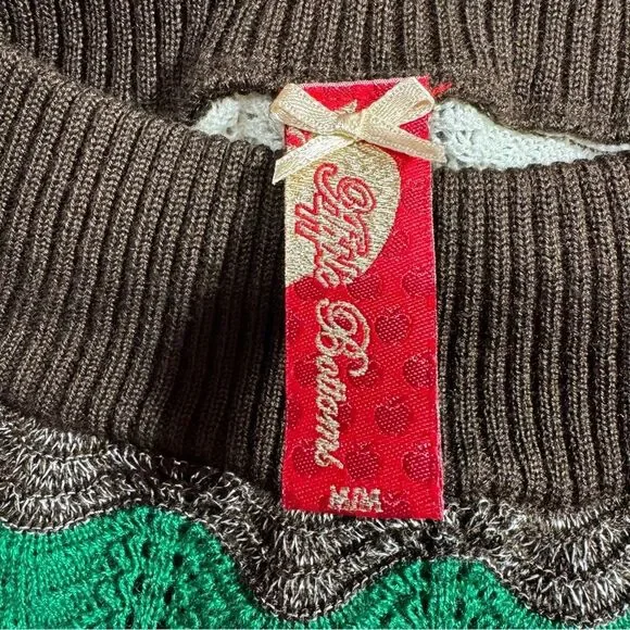 Apple Bottoms Womens Y2K Sweater Knit Zig Zag Brown Green Crewneck Long Sleeve - Picture 8 of 15